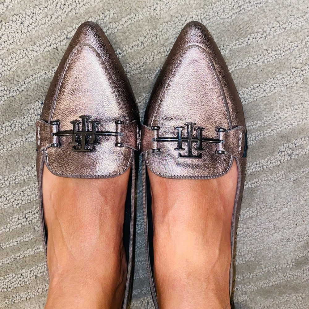 Tommy Hilfiger Tomina Shoes Bronze Loafer Flat Pointed Toe Slip On's